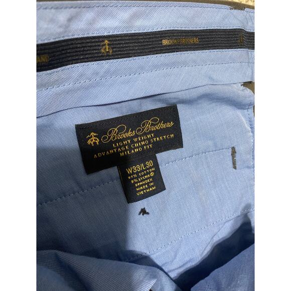 Brooks Brothers Milano fit chino pant men’s 33x30 gray cotton stretch flat front - Picture 3 of 4